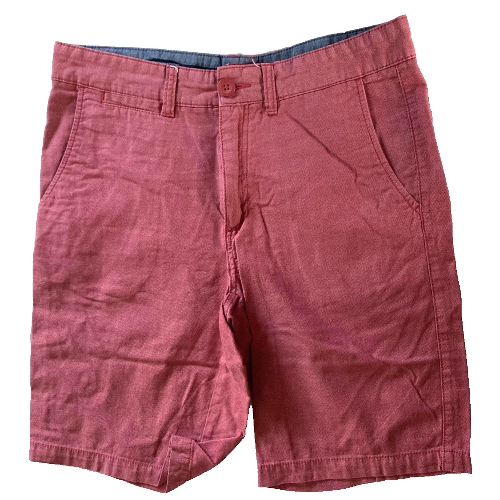 Guess Shorts Mens 32 Red Chino Flat Front Stretch Casual Cotton Blend Shorts EUC